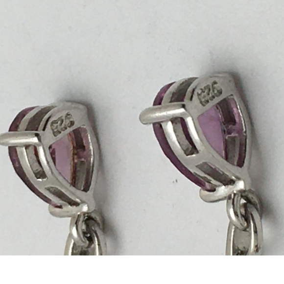 Petite sterling sterling silver earrings with pik purple stones - Picture 4 of 4